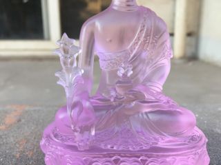 Medicine Buddha/Pink/Art Colored Glass/Crystal Sculpture/Statue 7