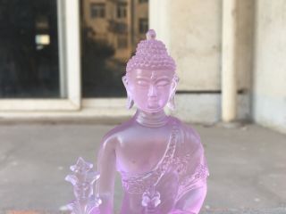 Medicine Buddha/Pink/Art Colored Glass/Crystal Sculpture/Statue 8