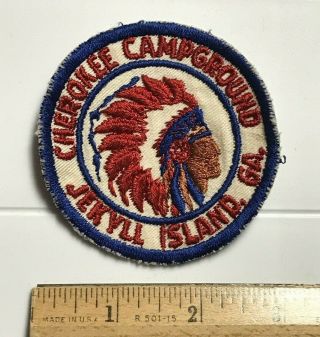 Cherokee Campground Jekyll Island Georgia Ga Round Souvenir Embroidered Patch
