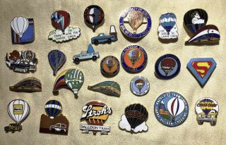Group Of 24 Crew Pins From Various Balloons Vintage Hot Air Balloon Pins
