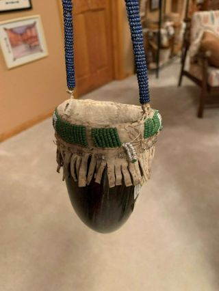 Authentic Sioux Decorated Buffalo Horn w/ Old Beads (1890 - 1916) - 3