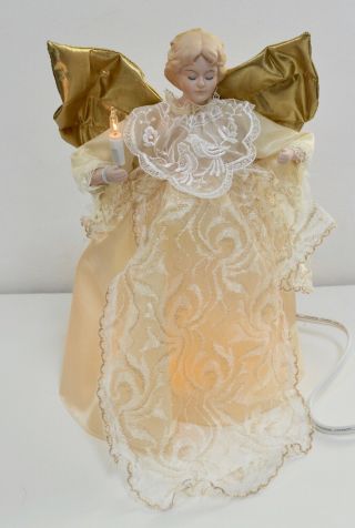 Vintage Animated & Illuminated Christmas Angel Tree Topper Or Counter Decoration