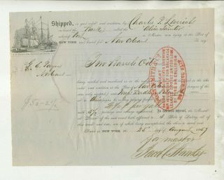 1859 Bill Of Lading Ship " Alice Tainter " Two Barrels Oil York To Orleans