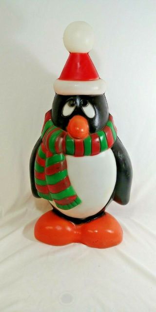 Vintage " General Foam " Christmas Chilly Willy Lighted Penguin Blow Mold 28 " Tall