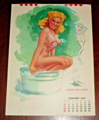 Complete Vintage 1953 Pin - Up,  Artist T.  N.  Thompson,  Semi - Nude Calendar 12 Months