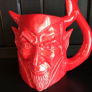 Red Devil Head Pitcher With Pointed Tail For Handle