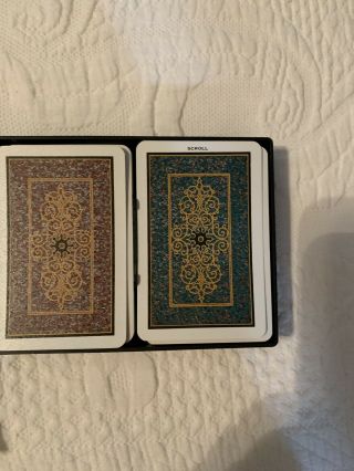 Vintage Kem Plastic Playing Cards Double Deck Set - Scroll Set