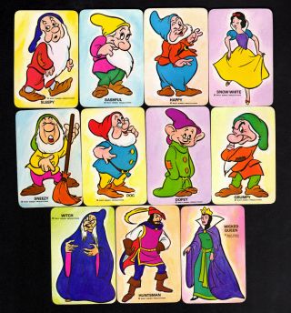 Vintage Swap Cards - Walt Disney Snow White & Seven Dwarfs X 11 (blank Backs)