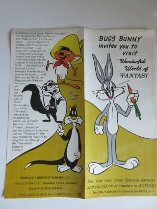 BUGS BUNNY invites you to WONDERFUL WORLD OF FANTASY Brochure 1966 NIAGARA FALLS 3