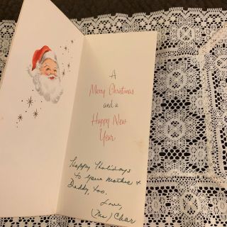 Vintage Greeting Card Christmas Santa Claus Sick Angel Stars 2
