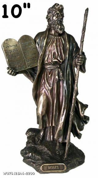 9.  75 Inch Moses Holding The 10 Commandments Cold Cast Bronze Figurine
