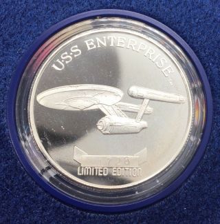 Star Trek 1991 25th Anniversary Uss Enterprise 1 Oz Pure Silver Coin In Booklet