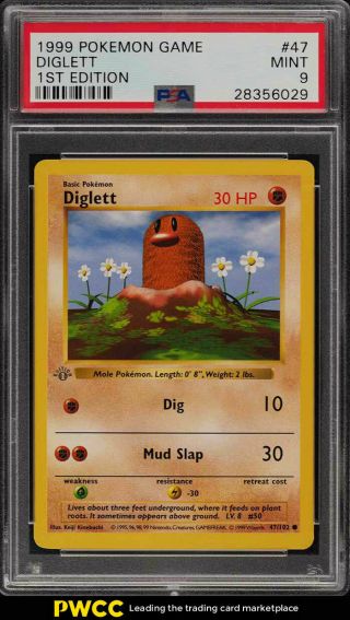 1999 Pokemon Game 1st Edition Diglett 47 Psa 9 (pwcc)