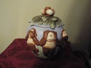 Boston Warehouse Ceramic Monkey See No Hear No Evil Cookie Jar