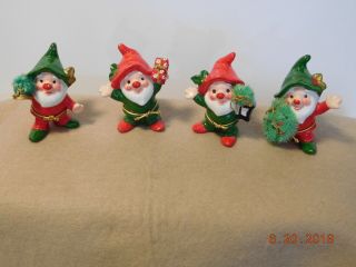 4 Vintage Napcoware Napco Christmas Pixies Elves Elf Figurines Japan 9905