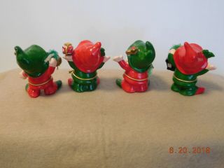4 Vintage Napcoware Napco Christmas Pixies Elves Elf Figurines Japan 9905 8