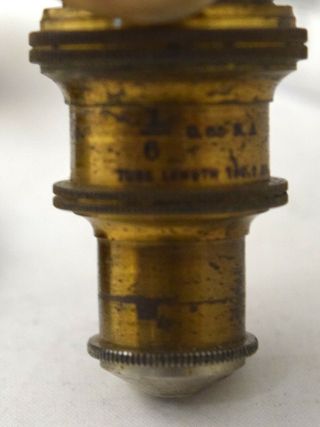 Carl Zeiss Vintage Microscope Objective Hi 90 1.  25 1/12” 58107 Jena Brass