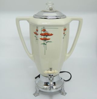 Vintage Royal Rochester Coffee Pot Urn Percolator Porcelain Poppy Art Deco
