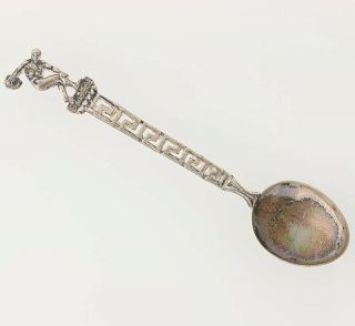 Greece Souvenir Spoon - 800 Silver Firgural Olympian European Keepsake Vintage
