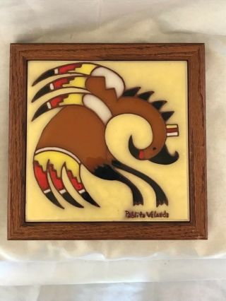 Native American Santa Clara Pueblo Artist Pablita Velarde Clay Tile 6 " X6 "