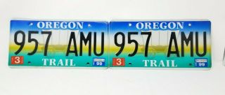 Oregon Trail Wagon License Plate Pair 1999 957 Amu,  Tags