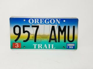 OREGON TRAIL WAGON License Plate Pair 1999 957 AMU,  Tags 4