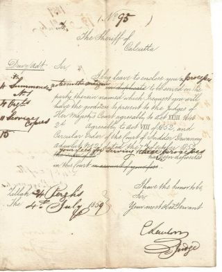 1859 Judge 24prgs Send To Wf Gilmore Summonses To Present To Her Majesty’s Court