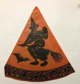 Vintage Halloween Paper Party Hat Witch Bat Cat Jol Germany