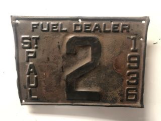 1936 Fuel Dealer License Plate St.  Paul Very Rare