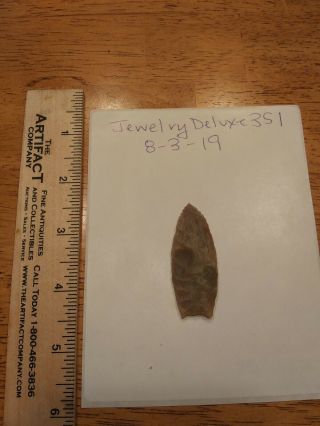 Indian Artifact G10 Fine Arrowhead Paleo Clovis Folsum? Rare Indiana Coll.