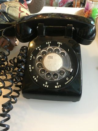 Vintage Black Rotary Dial Desk Phone Itt