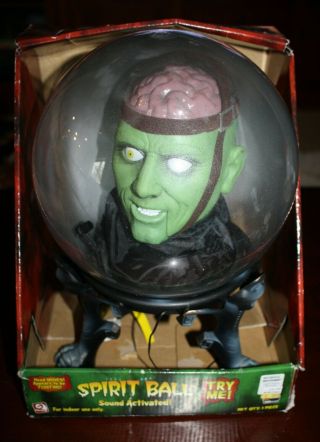 Gemmy Spirit Ball Green Frankenstein Monster Brain Sound Activated 9 "