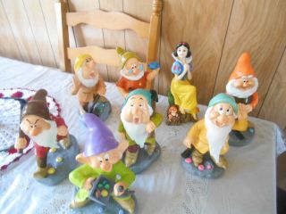 Disney Snow White Dwarf Garden Gnomes (7) Plus Snow White 8pc Set