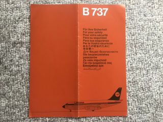 Lufthansa Airlines Boeing B - 737 Safety Card (5/86)