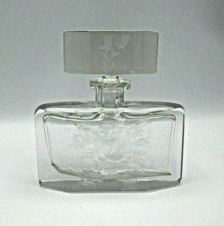 Vintage Heavy Crystal PERFUME BOTTLE - CUT GLASS FLORAL DESIGN 2