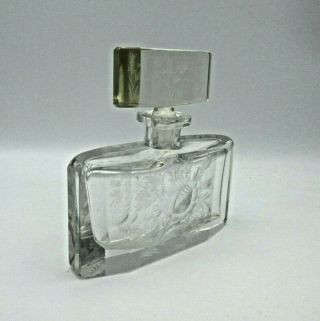 Vintage Heavy Crystal PERFUME BOTTLE - CUT GLASS FLORAL DESIGN 3
