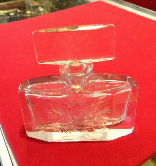 Vintage Heavy Crystal PERFUME BOTTLE - CUT GLASS FLORAL DESIGN 7