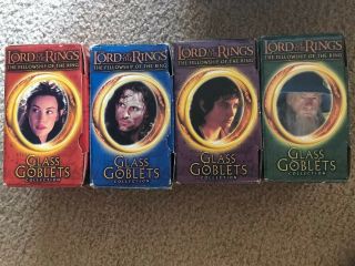 Complete Set 4 Lord Of The Rings 2001 Glass Goblets Cups In Boxes