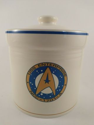 Star Trek Pfaltzgraff Stoneware Cookie Jar / Flour Uss Enterprise Ncc1701 - A 1993