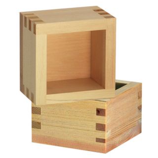Set Of 2 Sake Cup Wood Masu Handmade 3.  25 " Square X 2 - 1/8 " H/ Made In Japan