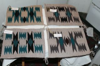 4 Miniature Navajo Wool Rug By Artist Gladys Plummer - With - 9 3/4 " X 8 1/2 "