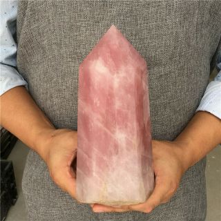 6.  13lb Natural Pink Rose Quartz Obelisk Crystal Wand Point Healing Hol264
