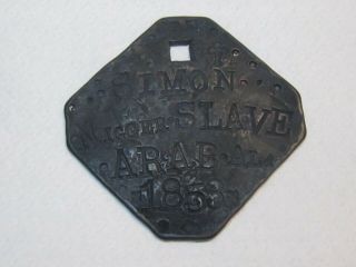 1853 Slave Tag " Simon " Arab,  Ala / J.  B.  E.  / Lead - Pewter Octagon 2 1/2 " X 2 1/2 "
