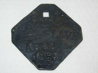 1853 Slave Tag 