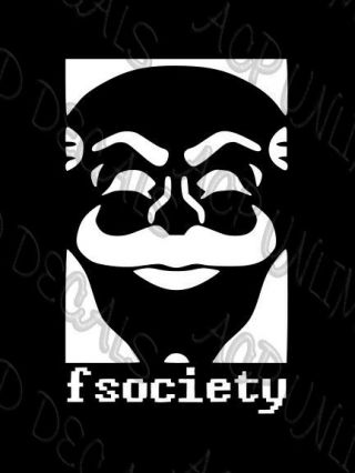 F Society Decal Sticker Vinyl Logo Mr Robot Hacker Group Fun Film Tv