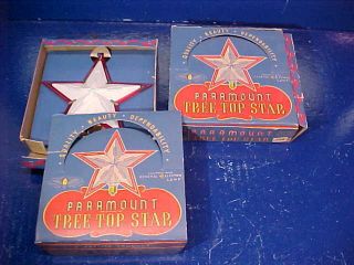 2 - 1940s Christmas Tree Electric Stars Tree Toppers By Paramount W Orig Boxes