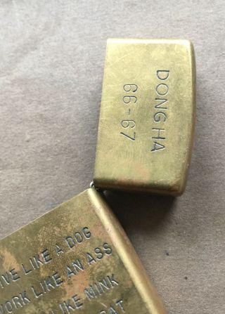 Vietnam Era Zippo Lighter with Double Sided Engraving circa 1966 - 1967 Dong - ha 3