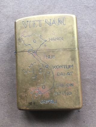 Vietnam Era Zippo Lighter with Double Sided Engraving circa 1966 - 1967 Dong - ha 4