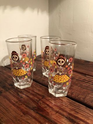 Vintage Doña Maria Glass Jars Mexican Mole Catrinas Day Of The Dead