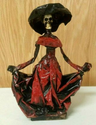 Paper Mache Catrina Day Of The Dead Mexican Handcraft Figure Gorgeous